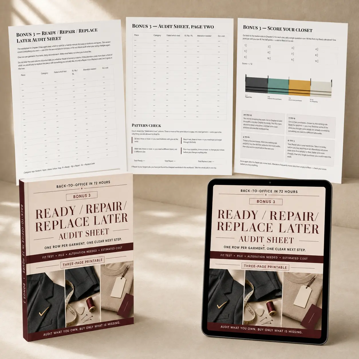 BONUS 3: Ready / Repair / Replace Later Audit Sheet bonus mockup