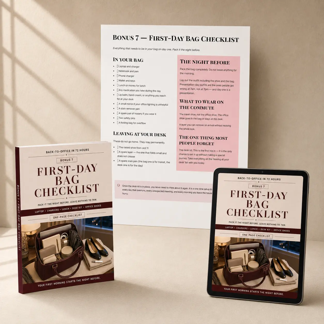 BONUS 7: First Day Bag Checklist bonus mockup