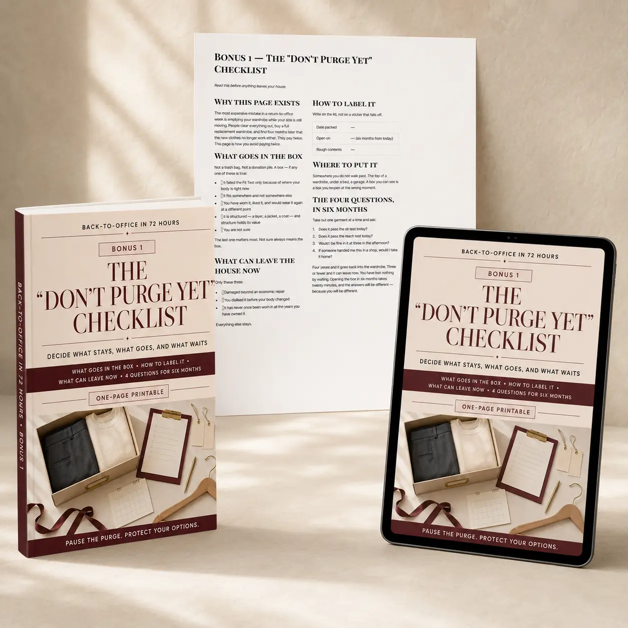 BONUS 1: The “Don’t Purge Yet” Checklist bonus mockup